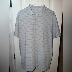 Lululemon Men's Gray Striped Polo Shirt